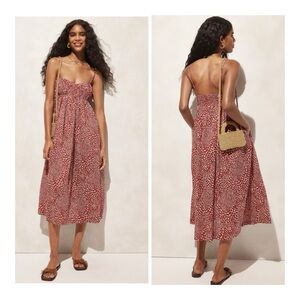 NEW J. Crew Women's Empire-Waist Midi Dress In Strawberry Swirl Print Beach M